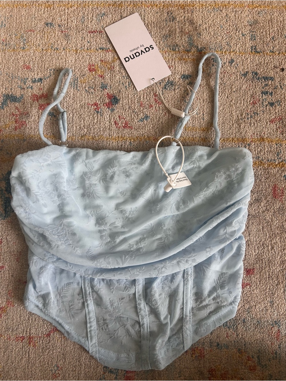 Light Blue Lace-Textured Cami